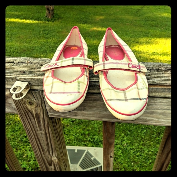 Coach Striped Mary Jane Sneakers, Sz 9.5 - Picture 1 of 2